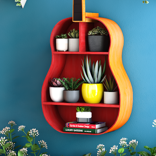 Handcrafted Guitar Shelf - Red | With love from India