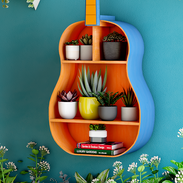 Handcrafted Guitar Shelf - Blue | With love from India